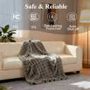 Heated Blanket Electric Throw, 50"X60" Heating Blanket Waffle with 12 Heat Levels, Fast Heating Blanket with 1-12H Timer, Overheat Protection with ETL & FCC for Bed Home Office Sofa (Light Gray