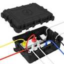 Large Outdoor Electrical Box Waterproof, IP54 Extension Cord Cover Weatherproof Outdoor Outlet Covers, Protect Power Strip, Timer Outlet, Plug, Socket, Holiday Light, Black (12 x 9X 5 inch)