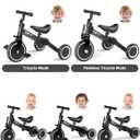 XJD 5 in 1 Toddler Bike, Tricycle for Toddlers 1-3 with Adjustable Seat Height, Removable Pedals, Ideal Balance Bike Birthday Gifts and Toys for Boys and Girls (Black)