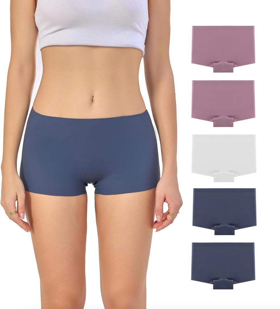 5 Boy Short Underwear for Women - Seamless Polyamide Panties, Ultra-Soft Stretch Comfort, Breathable