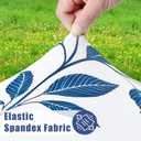 Moosfor Spandex Elastic Fitted Round Tablecloth for 45"-56" Tables, Stretch Washable Reusable Table Cover for Outdoor Picnic, Camping, Dining, Kitchen, Patio and Party, Cerulean Blue Flower