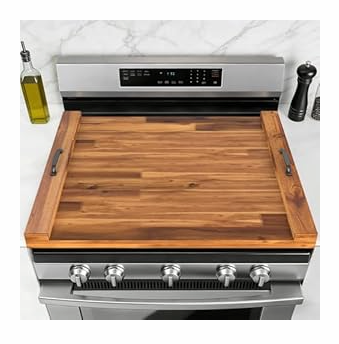 DUMOS Noodle Board Stove Cover with Handles, Wooden Stove Top Cover for Gas Electric Glass Stove, 22 x 29.5 inch(Light Brown)