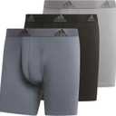 adidas Men's Performance Stretch Cotton Boxer Briefs 3-Pack, Soft Underwear, Superior Comfort (Onix Grey/Black/Grey)