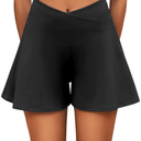 Flowy Shorts for Women with Pockets,Womens High Waisted Crossover Tennis Skorts Running Athletic Shorts XXL