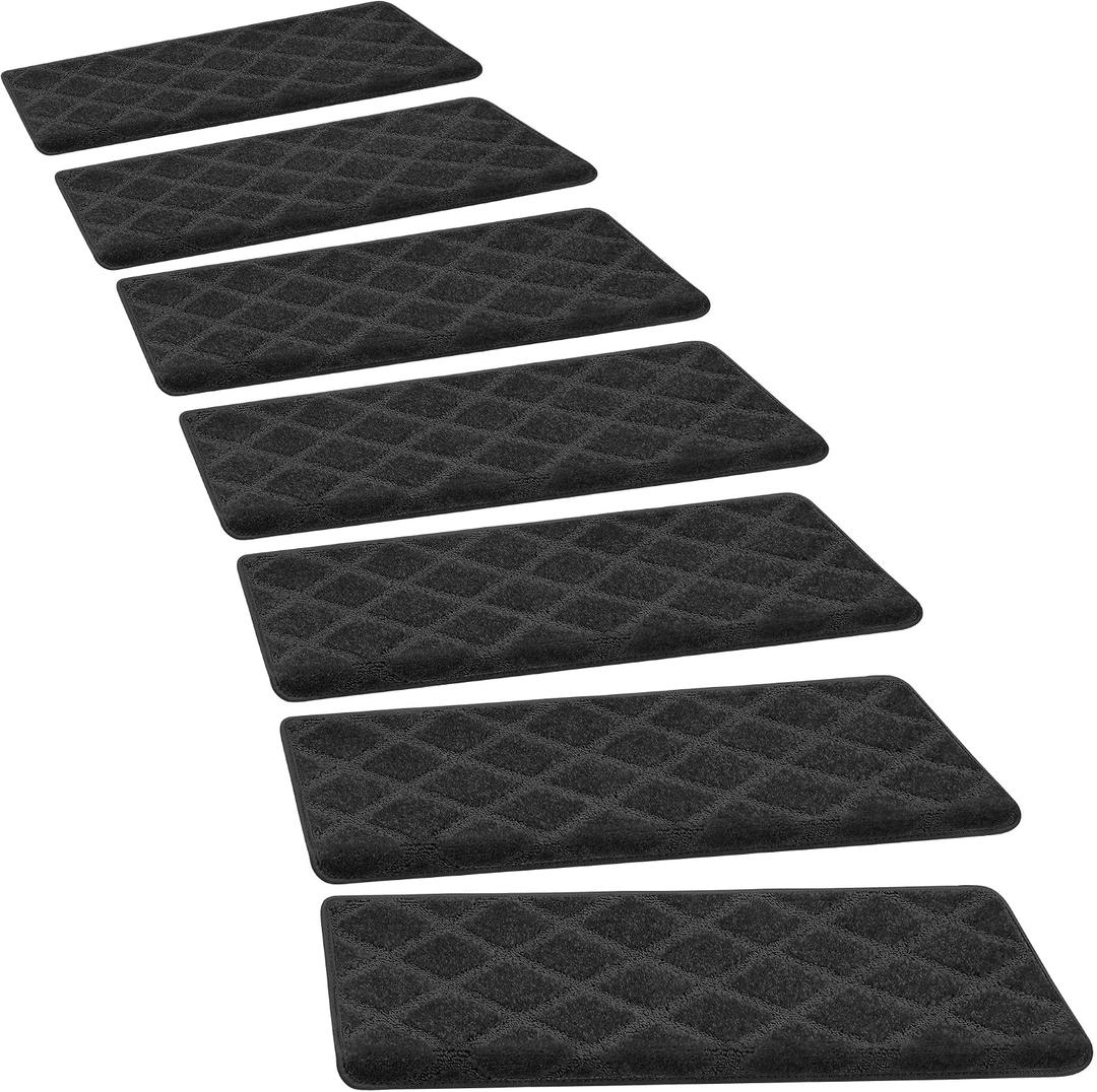 PURE ERA Bullnose Carpet Stair Treads for Wooden Steps Indoor 7 Pcs, 30 x 9.5 Inch