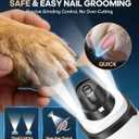 Low Noise Pet Nail Grinder with Light,2-Speed Rechargeble Pet Nail Trimmer with LED Battery Display Cordless Grooming Pro Nail Grinder for Dogs & Cats White