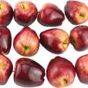 Artificial Lifelike Fake Dark Red Apple Simulation Red Delicious Apples Set Fake Fruit for Home House Kitchen Wedding Party Decoration Photography - Set of 12