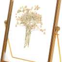 Fumwase 6 x 8 Elegant Gold Floating Picture Frame Tabletop Artwork Photo Frames Glass Picture Frame for Dried Flowers Tiny Pressed Flowers Vintage Style and Real Glass Photo Frame (Gold, 6 x 8)