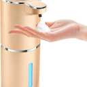 Automatic Foaming Soap Dispenser - Hand Free Pump Touchless Soap Dispenser USB Rechargeable Dispenser with 380ml, 4levels Adjustable Dispenser for Bathroom Kitchen