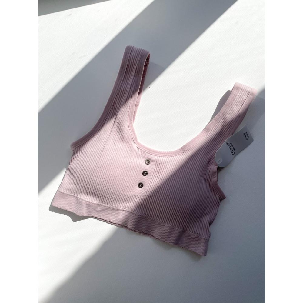 Women’s Sports Bra Top, Seamless, Ribbed, Size M, Color Dusty Pink