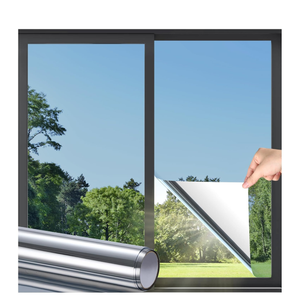 Window Privacy Film, One Way Window Tint for Home, Static Cling Anti UV Sun Blocking Reflective Mirror Film, Heat Control See Out Not in Glass Tinting, Silver, 17.5" x 78.7"
