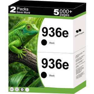 936e Ink Cartridges Compatible Replacement for HP 936 XL 936XL Work for OfficeJet 9122e Pro 9120 9120e 9125 9125e 9110b 9120b 9130b Wide Format 9730e 9730 Printer with V26.1.1 Chips ( Black, 2-Pack )