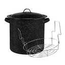 Granite Ware Water Bath Canner with Collapsible Jar Rack, 15.5 Quarts - Durable Enamel Steel Pot for Efficient Canning & Cooking, Non-Stick Surface - Safe for Gas & Electric Stovetops (Speckled Black)