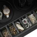 Automatic Watch Winder with 4 Quiet Japanese Motor+ 6 Display Storage Spaces,Luxury Watch Box for Man/Woman's Watches (Carbon fiber leather-WW103T)