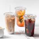 [100 Sets - 18oz Round Bottom Clear Plastic Cups with Lids and Straws, Disposable Iced Coffee Cups with Lids To Go Cold Drink Cups for Smoothies, Juices, Party Catering