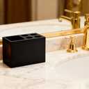 Resin Matte Black Toothbrush Holder - 5 Slots Bathroom Storage Stand Organizer for Toothbrushes, Make-up Brushes & More​