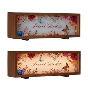 Artin-X Seasonal Decor Night Light Wood Light Box Christmas 3D Table Lamp with Interchangeable Acrylic Pattern Slides, Holiday Decor Shadow Box Gifts for Mom Dad Friends, Pack of 1 