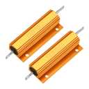 uxcell 2Pcs Aluminum Case Resistor 100W 50 Ohm Wirewound Yellow for LED Replacement Converter 100W 50RJ