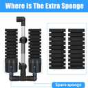 AQUANEAT Aquarium Air Powered Sponge Filter with Ceramic Media Balls, for Betta Fry Shrimp Fish Tank, with 2 Spare Sponges, up to 55Gal