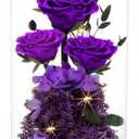 DENIMOMO Mothers Day Roses Gifts for Mom,Forever Purple Preserved Rose in Glass Dome,Mothers Day Real Flowers Roses Gifts for Wife Women Mom Grandma/Purple