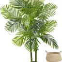 Warmplants Artificial Palm Tree, 5ft Golden Cane Faux Palm Plant with Basket, Large Phoenix Palm UV Resistant Fake Plants for Indoor Outdoor Home Garden Patio Office Dcor