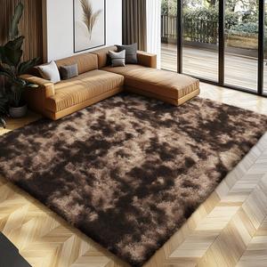 Shag Area Rugs for Bedroom Living Room,4X6 Ultra Soft Fluffy Area Rugs for Dorm, Indoor Carpet Nursery Rugs for Kids Girls Room Home Decor, Mottling Brown