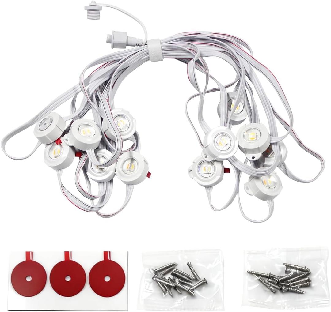 ASAHOM S1070 16.4ft Extension Lights with 12 LEDs, Only Compatible S1070 AI RGBCW Permanent Outdoor Lights, White