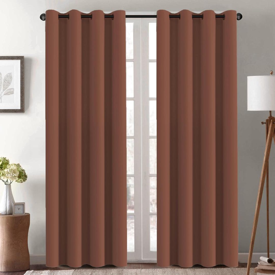 H.VERSAILTEX Blackout Curtain for Living Room Thermal Insulated Window Treatment Curtain Extra Long 108 inch Length Energy Saving Solid Grommet Blackout Drape, One Panel, Washed Spice, 52" W x 108" L
