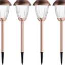 Solar-Powered Outdoor Lights - Set of 8 Stainless-Steel Stake Lights for Gardens, Walkways, Driveways, Landscapes, and Patios by Pure Garden (Copper)