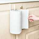 TopHomer Paper Towel Holder Under Cabinet Paper Towel Rack White Roll Organizer NO Drilling Double Use for Kitchen, Bathroom Paper Towel Holder Organizer Storage Decor