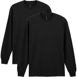 Gildan Youth Ultra Cotton Long Sleeve T-Shirt, Style G2400B, 2-Pack (Medium, Black)