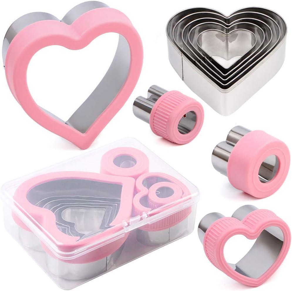 BakingWorld Heart Cookie Cutter Set, 9 Piece Heart Shapes Stainless Steel Cookie Cutters Mold for Cakes Biscuits and Sandwiches, 0.98"/ 1.45"/ 1.57"/ 1.96"/ 2.04"/ 2.32"/ 2.75"/ 3.18"/ 3.74" Assorted Sizes