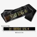 King Crown and Birthday Sash, King Crown for Men,Gold Men's Tiara Prince Diadem,Royal Medieval Cosplay Birthday Prom Halloween Hair Accessories