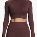 Aoxjox Long Sleeve Crop Tops for Women Workout Seamless Cropped T Shirt Top, Size S