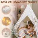 Tiny Land Teepee Tent for Kids 100% Cotton Play Tent with Padded Mat & Star Lights, Foldable with Carry Bag, Indoor Play Tent for Girls & Boys