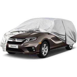 Kayme 6 Layers Car Cover Custom Fit for Honda Odyssey (1999-2025) Waterproof All Weather for Automobiles, Outdoor Full Cover Rain Sun UV Protection.Silver