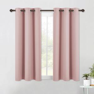 NICETOWN Modern Blackout Curtains Noise Reducing, Blush Pink, 2 Panels, W42 x L54, Thermal Insulated and Privacy Room Darkening Drape Panels for Boy's Guest Room Door Small Short Window