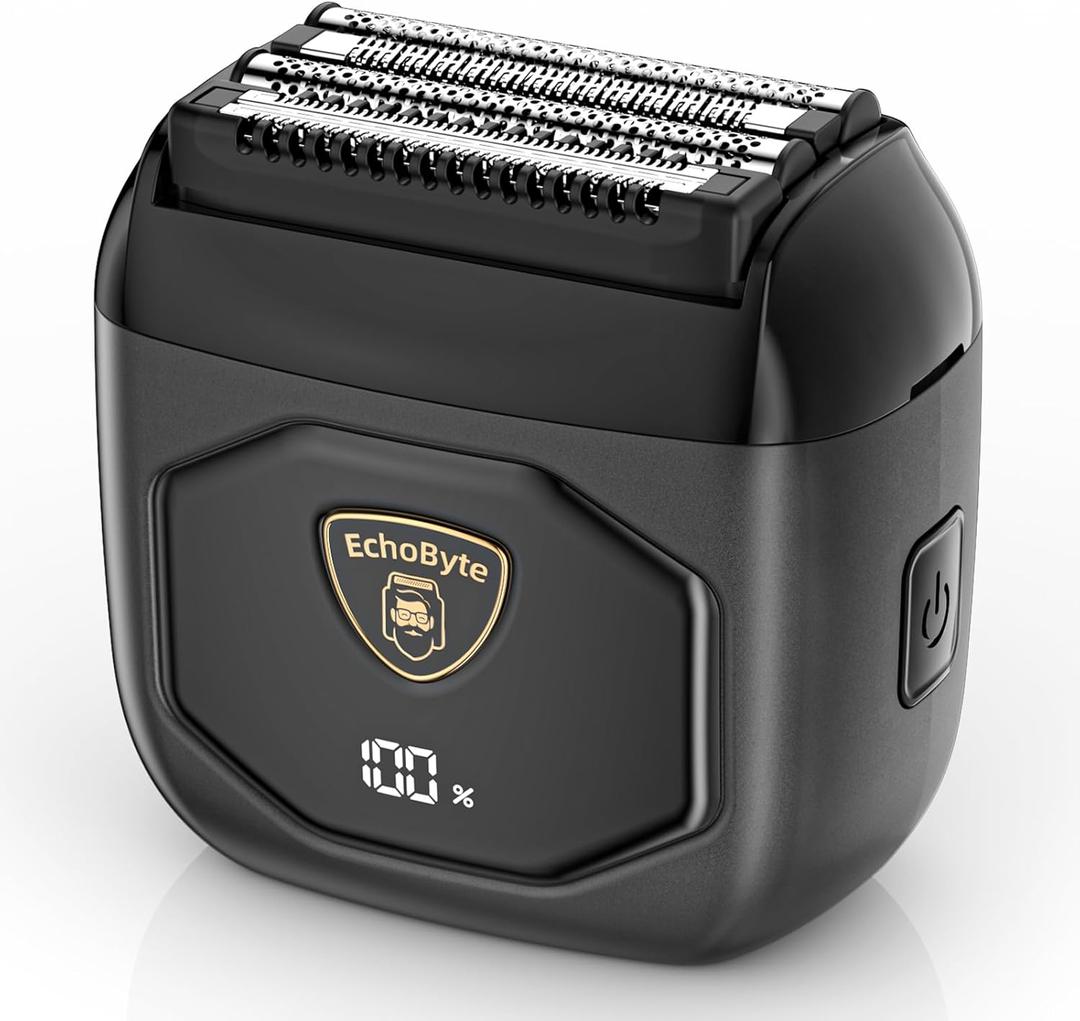Full Metal Electric Foil Shaver for Men: 4 Floating Blades, IPX7 Waterproof Wet & Dry Mini Razor, 120-Min Runtime USB-C Rechargeable, Quiet Travel Groomer with LED Display (Space Black)
