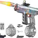 Electric Water Gun for Adults Kids Blue Automatic Squirt Gun: Light Up 26-32FT Long Range, 800CC Large Capacity Watergun,Summer Outdoor Pool Games for Ages 8-12, Beach Backyard Family Party Toy Gift