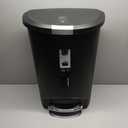 simplehuman 50 Liter / 13 Gallon Semi-Round Kitchen Step Trash Can with Secure Slide Lock, Black Plastic