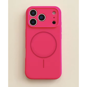 for iPhone 17 Pro Magnetic Case, Compatible with MagSafe, Soft Anti-Scratch Microfiber Lining, Slim Silicone Shockproof Protective Lightweight Phone Case for iPhone 17 Pro,  Hot Pink