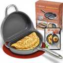SIRCLES Omelette Pan Double Sided Non Stick Omelette Maker, 3004 Aluminum, Induction Compatible, Dishwasher Safe, PFOA Free, Flip Lock Egg Pan with Spatula & Recipe eBook, Omelette Makers
