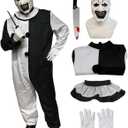 Art the Clown Costume Clown Jumpsuit Men Women Outfit Black White Bodysuit Full Set Halloween Costume With Mask (Medium)