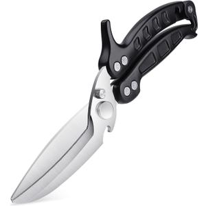 DRAGON RIOT Heavy Duty Poultry Shears - A Must Have Kitchen Shears for Chicken and Meat Cutting - Dishwasher Safe and Stainless Food Kitchen Scissors for Thanksgiving(Black)