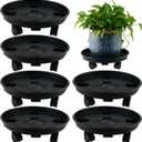 6 Packs 13 Inches Large Plant Caddy with Wheels Plant Saucers on Wheels Rolling Plant Stands Heavy-duty Plant Dolly Plastic Planter Roller Base Pot Movers Outdoor Plant Tray Coaster, Black