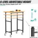 EVERHANGER Workbench with Wheels, Adjustable Height Work Table, 32“ x 18”
