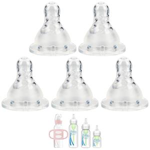 Silicone Nipple for Dr. Browns Natural Flow Level 3 Narrow Baby Bottle, Medium-Fast Flow, 6m+, 5 Count