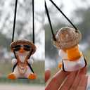 2 PCS Cute Swinging Duck Car Decoration  Action Character Hanging Ornament for Rearview Mirror  Spring Motion Dashboard Toy for Kids & Adults
