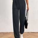 PRETTYGARDEN Women's Pants Dressy Casual 2025 Fall Elastic High Waisted Work Office Corduroy Trouser Slacks with Pockets (Black, L)