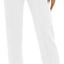 EXCHIC Women's Yoga Dress Pants Stretchy Casual Slacks Straight Leg Work Pants with Pockets (Large, White)